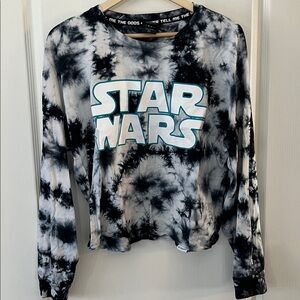 Her Universe Star Wars Black and White Tie-Dye cropped Tee